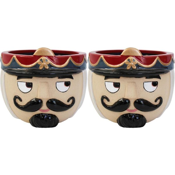 2PK LVD Ceramic Sargeant Planter Pot Plant Container Home Display 16x16cm Decor