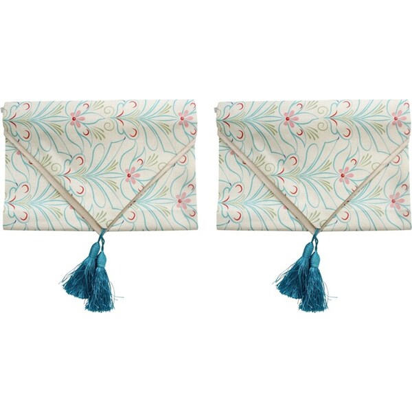 2PK LVD Linen Delight Table Runner Home/Kitchen Tablecloth Decor 33x180cm Aqua