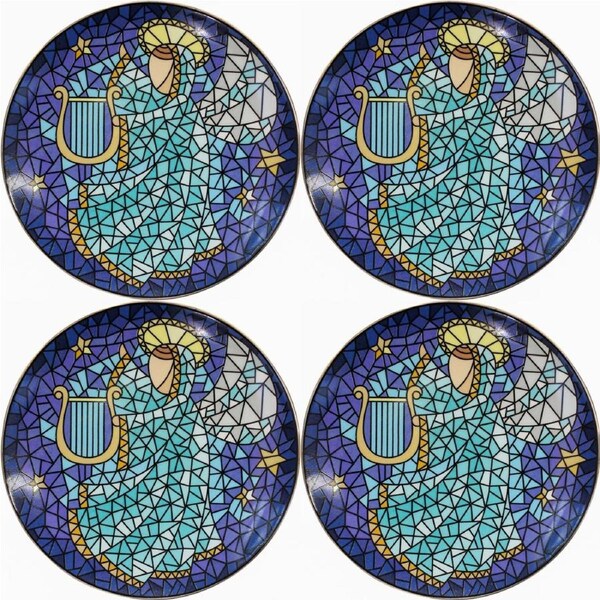 4PK LVD Porcelain Christmas Angel Cake Plate Home/Kitchen Decor 15x15cm Blue