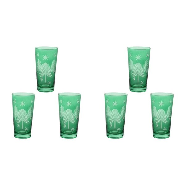 6PK LVD Glass Tall Tumbler Emerald Home/Barware Christmas Decor 9x15cm Green