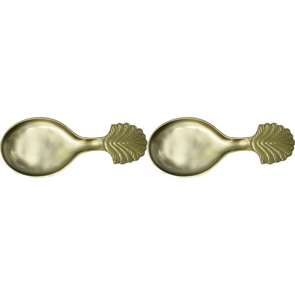 2PK LVD Aluminium Spoon Rest Tray Palm Large Home/Kitchen Decor 14x34cm Gold