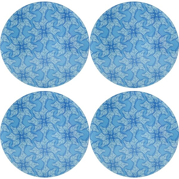 4PK LVD Tempered Glass Trivet Ripple Large Home/Kitchenware Decor 32x32cm Blue