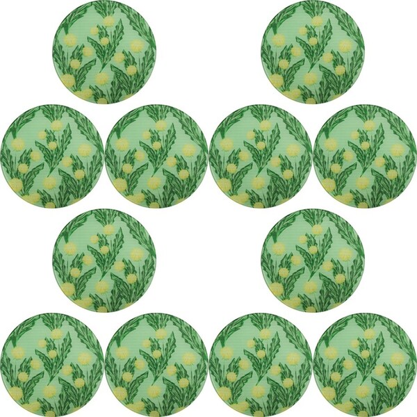 12PK LVD Tempered Glass Trivet Dandelions Home/Kitchenware Decor 20x20cm Green