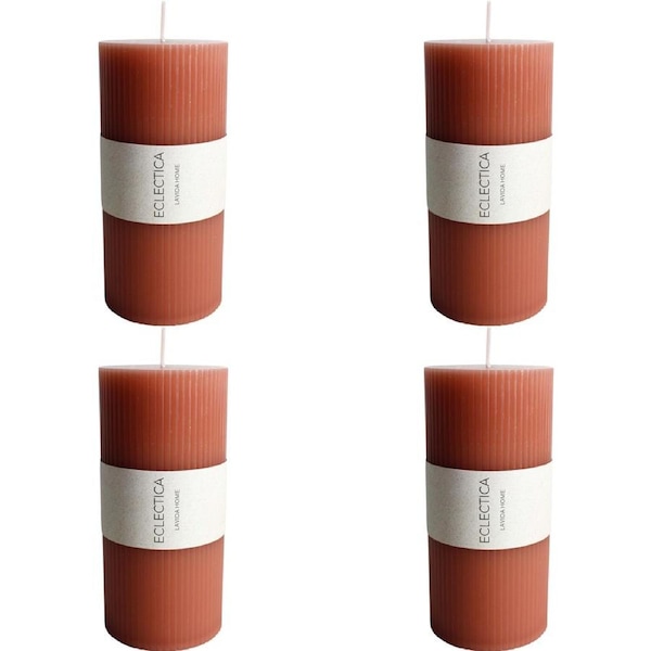 4PK LVD Wax Oversized Candle Elegant Decorative Home Indoor Decor 7x15cm Red