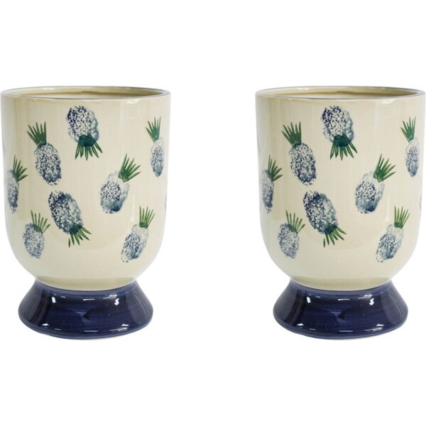 2PK LVD Ceramic Urnplanter Pineapple XL Home/Living Room Wall Hang Decor 18x25cm