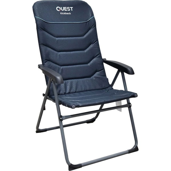 Quest Outdoors Steel Frame Kickback Reclining/Folding Camping Chair Blue