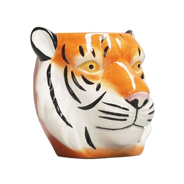 White Moose Ceramic Planter Pot Tiger Home/Garden Decor Container Holder