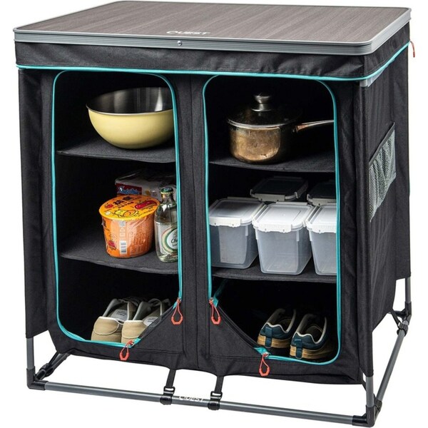 Quest Outdoors 86x48cm Pop Top 3 Shelf Double Camping Cupboard Furniture