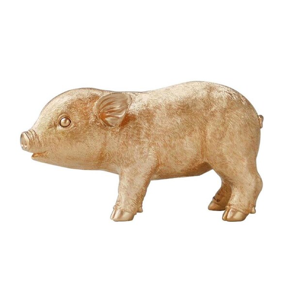White Moose Resin Pig Money Saver Box Home/Room Ornament Display Decor Gold