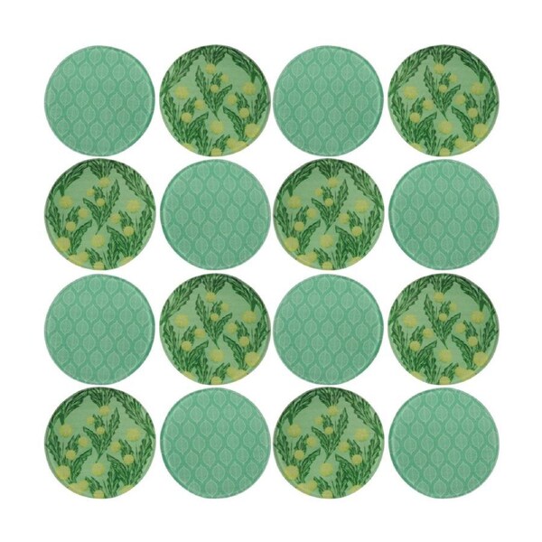 16pc LVD Tempered Glass Coasters Dandelion Home/Kitchen Decor 10x10cm Green