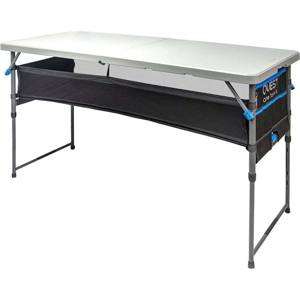 Quest Outdoors 153x65cm Camp Table 5 Camping Furniture w/ Storage Organiser