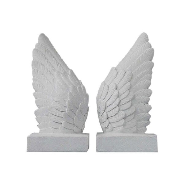 White Moose Wing Bookends Home/Office/Living Room Ornament Decor White