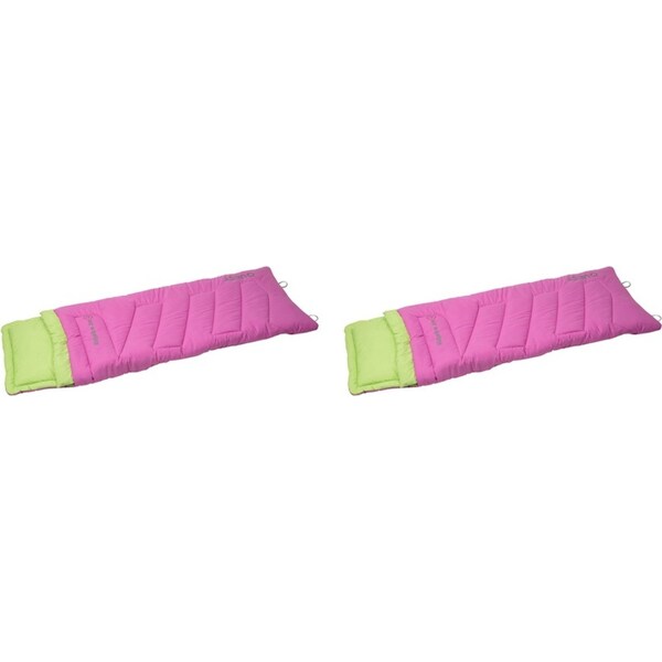 2x Quest Outdoors Kids/Children Ridgeline 0 Deg Camping Soft Sleeping Bag Pink