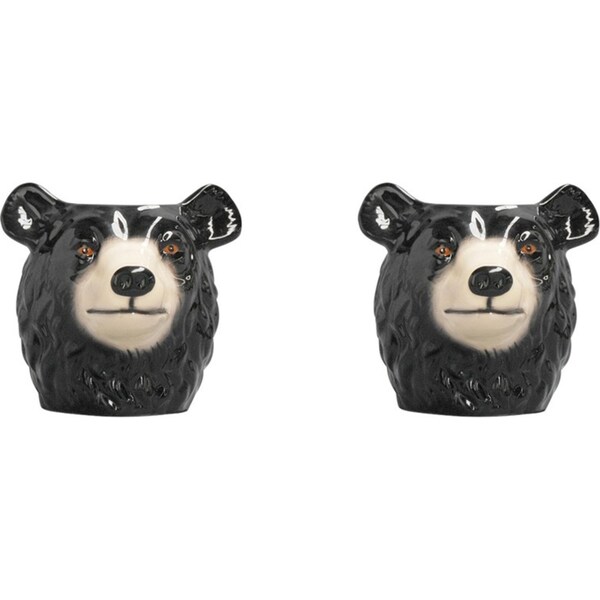 2x White Moose Ceramic Planter Pot Bear Home/Garden Decor Plant Container Holder