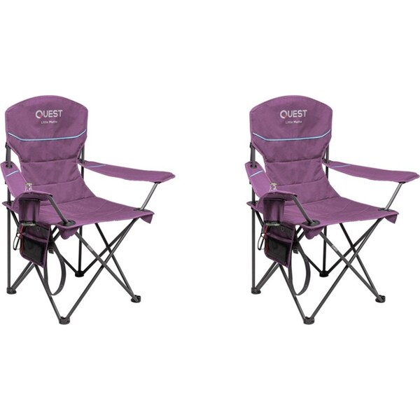 2x Quest Outdoors Steel Frame/Polyester Little Mutha Folding Camp Chair Purple