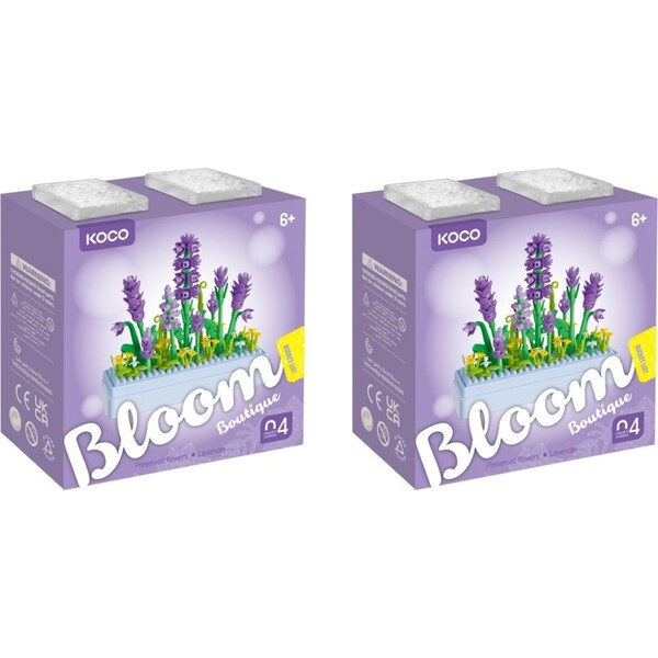 2x 239pc Koco Preserved Fresh Flower Lavender Kids Building Bricks Toy 6y+