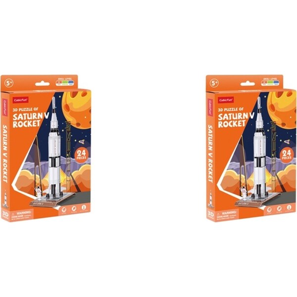 2x 24pc CubicFun Saturn V Rocket 3D Puzzle Childrens Interactive Building Toy