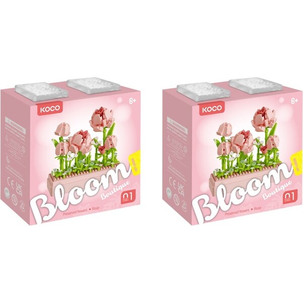 2x 349pc Koco Preserved Fresh Flower Rose Childrens Building Bricks Play Toy 6+