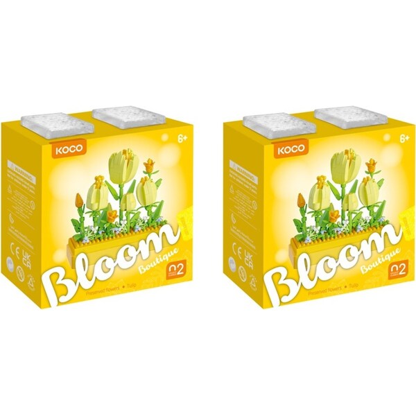 2x 295pc Koco Preserved Fresh Flower Tulip Kids/Children Building Bricks Toy 6y+