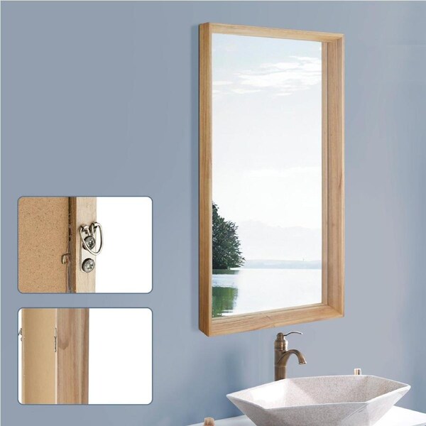 Bathroom Solid Wood Wall Mirror Makeup Decor Bevel Edge Mirror 50??90cm