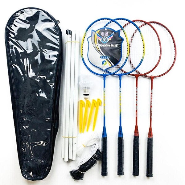 Professional Badminton Racquet Set 4 Player Racket Shuttlecock Net Bag DF