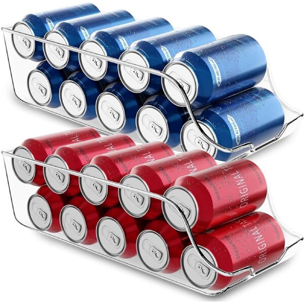 (Set of 2)Fridge Can Dispenser ,Stackable Can Holder ,Can Storage Organizer