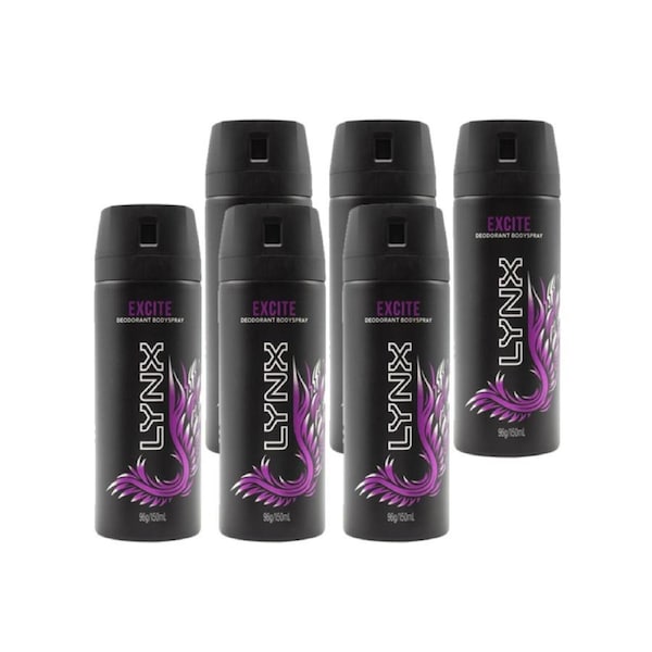 Lynx 150ml Deodorant Body Spray Excite - 6 Pack