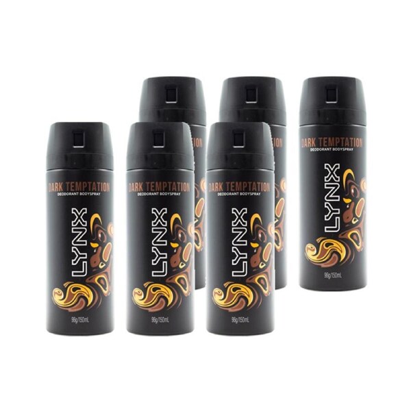 Lynx 150ml Deodorant Body Spray Dark Temptation 6 Pack