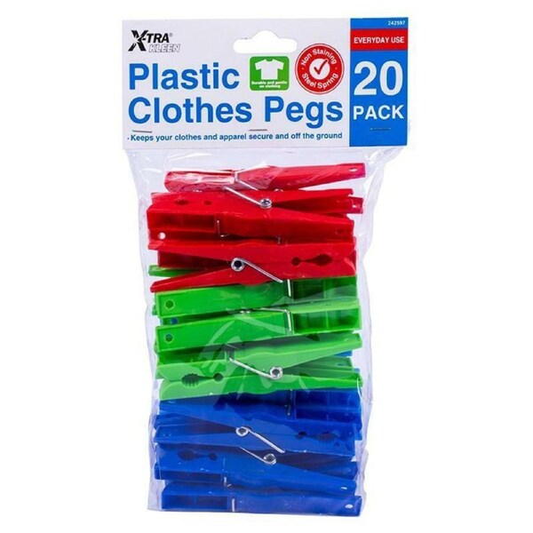 Clothes Pegs Coloured 20pk