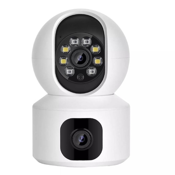 2K 4MP Indoor Security Camera , Dual Lens Security Camera for Pet/Baby Monitor, WiFi Dog Camera with 2-Way Audio, Motion Tracking, Siren, Works with Alexa/Google Assistant (2023 Newest Version)