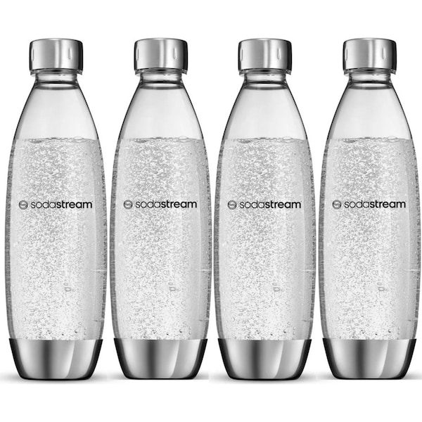 SodaStream Metal Fuse Bottle Dishwasher Safe Carbonating Sparkling 1L 4 Pack