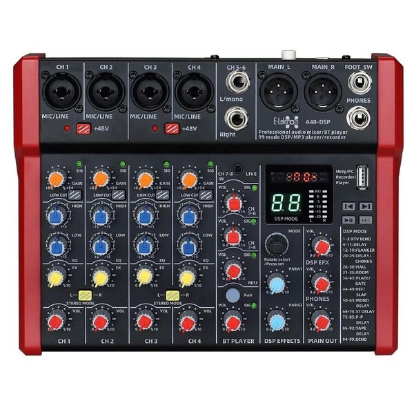 E-lektron A48 DSP FX Studio Audio Mixer 8-Channel with Bluetooth USB Play Audio interface