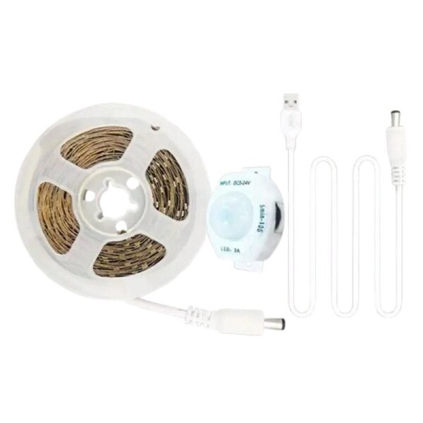 Intelligent Motion Sensor White LED Strip Light USB Powered Automatic Switch