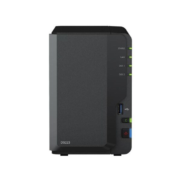 Synology DiskStation DS223 2-Bay 3.5" Diskless 1xGbE NAS (Tower) (HMB), Realtek RTD1619B quad-core 1.47Hz, 2GB RAM, 3xUSB3.2, 1 x 1GbE (RJ-45) DS223