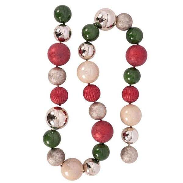 Red Green and Champagne Christmas Bauble Garland