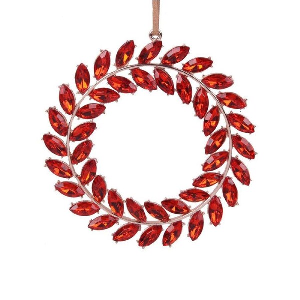 Red Crystal Wreath Tree Ornament 10cm