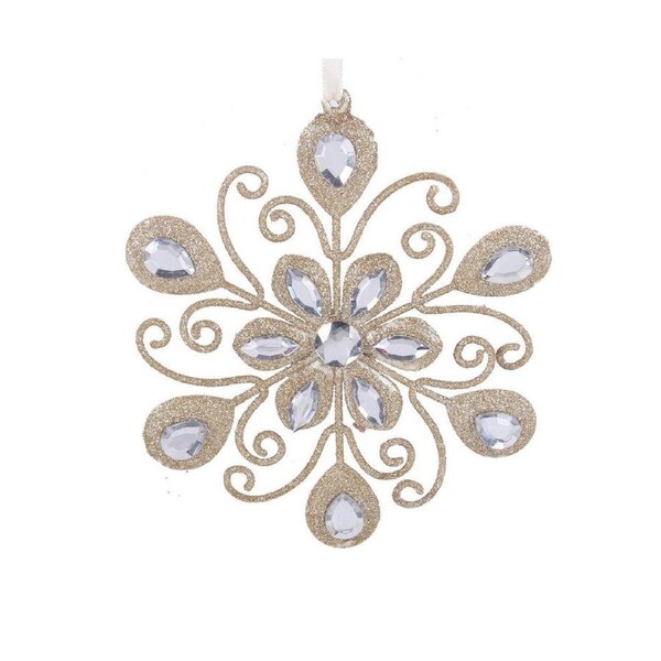 Gold Glitter Snowflake Hanging Tree Ornament 15cm