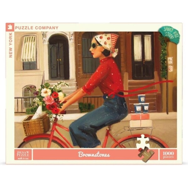 1000pc New York Puzzle Co Janet Hill Jigsaw Puzzle 48x67.5cm Brownstones 10+