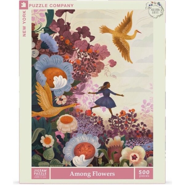 500pc New York Puzzle Company Adelina Lirus Puzzle 45x60cm Among Flowers 7+