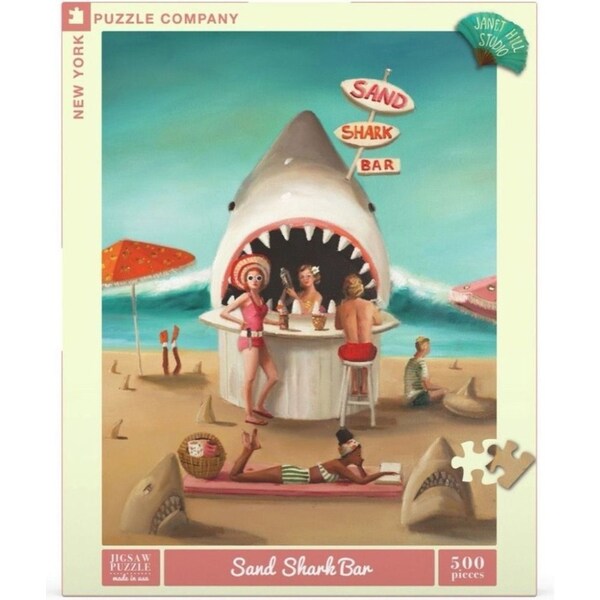 500pc New York Puzzle Co Janet Hill Jigsaw Puzzle 60cm Sand Shark Bar 10+