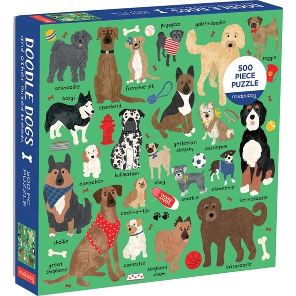 500pc Mudpuppy Kids/Children Jigsaw Puzzle Game Toy 51x51cm Doodle Dogs 8+