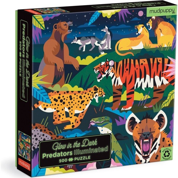 500pc Mudpuppy Kids Glow In Dark Jigsaw Puzzle Game Toy 51x51cm Predators 8+