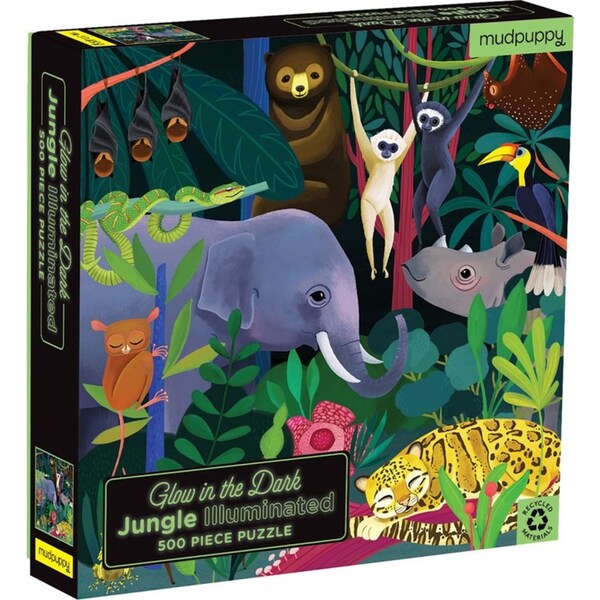 500pc Mudpuppy Kids Glow In Dark Jigsaw Puzzle Game Toy 51x51cm Jungle 8+