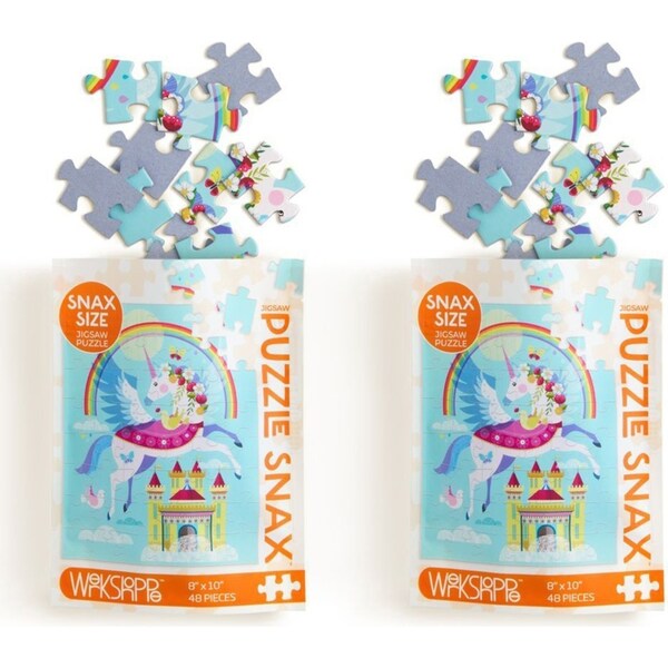 2x 48pc WerkShoppe Snax Jigsaw Puzzle 8x10in Rainbow Unicorn Kids/Child Game 5+