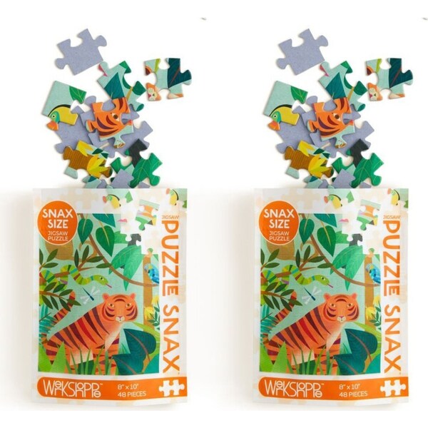 2x 48pc WerkShoppe Snax Jigsaw Puzzle 8x10in In The Jungle Children Game 5y+