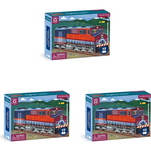 3x 48pc Mudpuppy Kids/Children Mini Jigsaw Puzzle Toy 20x14cm Freight Train 4+