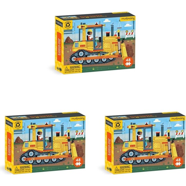 3x 48pc Mudpuppy Kids/Children Mini Jigsaw Puzzle Game Toy 20x14cm Bulldozer 4+