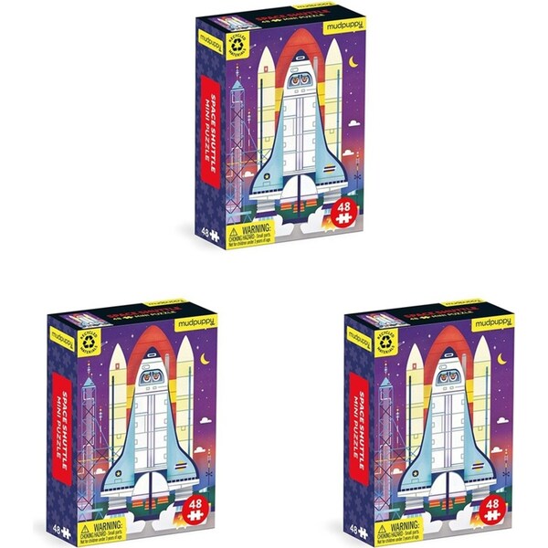 3x 48pc Mudpuppy Kids/Children Mini Jigsaw Puzzle Toy 20x14cm Space Shuttle 4+