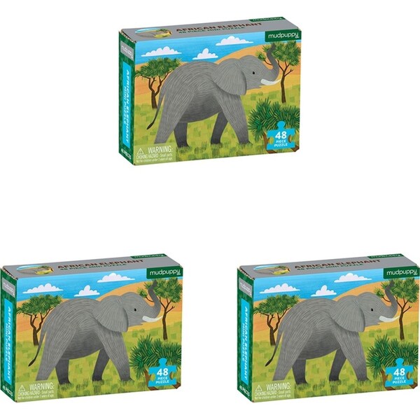 3x 48pc Mudpuppy Kids Mini Jigsaw Puzzle 20x14.5cm Animal African Elephant 4+