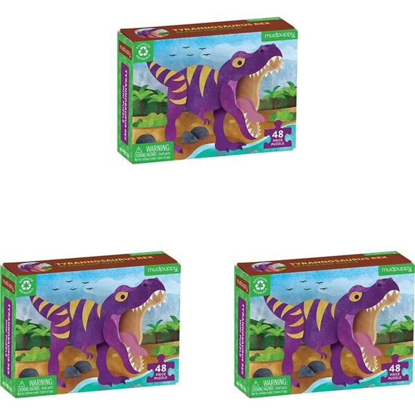 3x 48pc Mudpuppy Mini Jigsaw Puzzle 20x14.5cm Dinosaur Tyrannosaurus Rex 4+